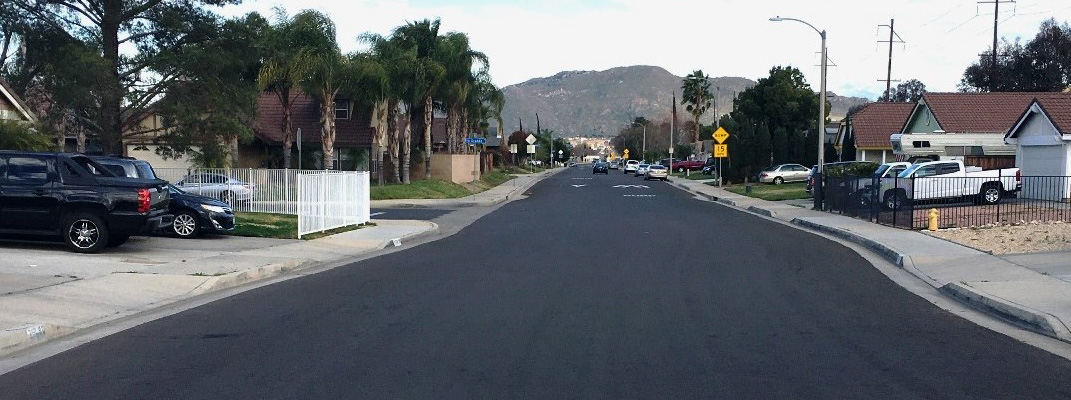 Fresh slurry seal on a local street.